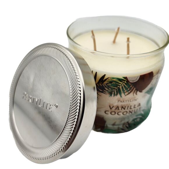 VANILLA COCONUT 3-wick Jar Candle by PARTYLITE New In Box - Picture 2 of 3
